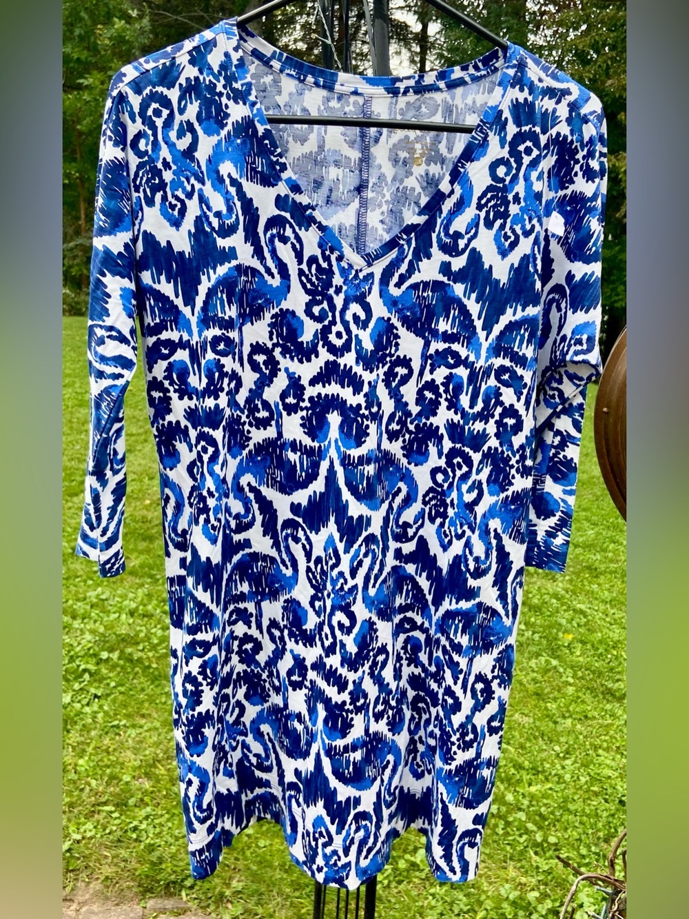 Lilly Pulitzer Blue Pattern V-Neck Women's Dress xs